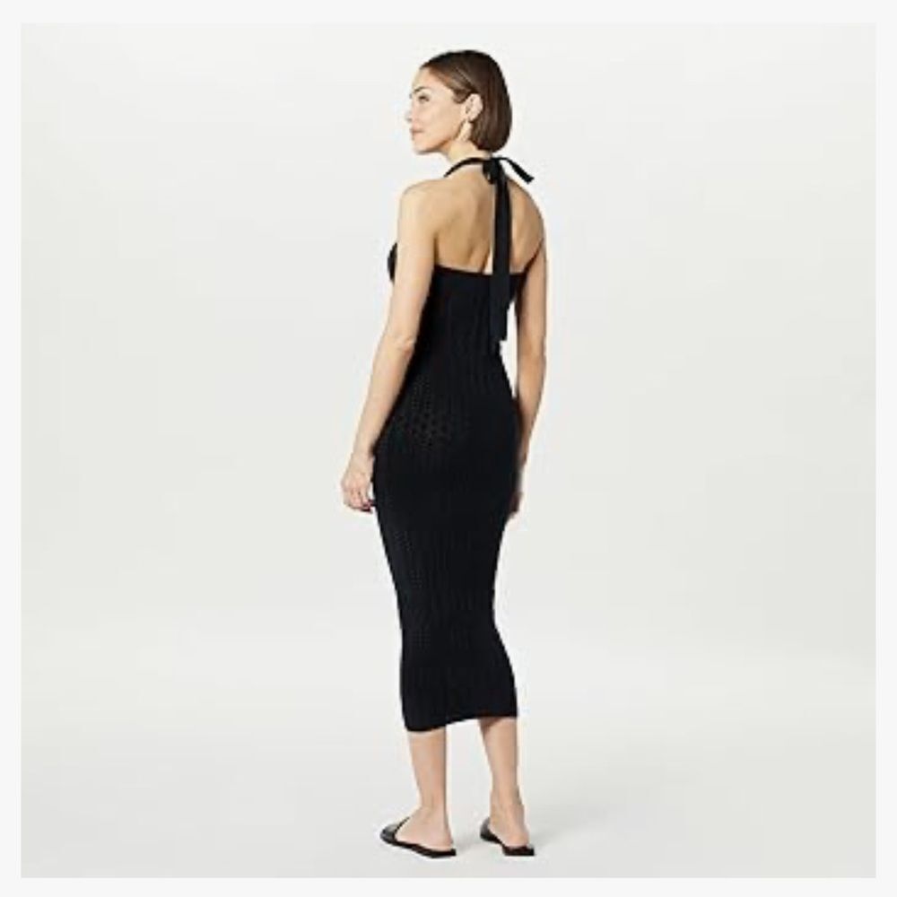 The Drop Women's Jayla Sleeveless Crochet Halter Midi Dress NWT